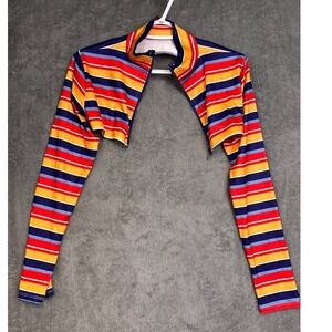 Forplay Striped Sexy Forplay "Wanna Play?" Bodysuit Chucky Doll Shrug Mock Neck